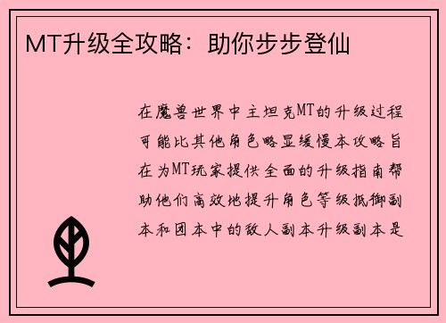 MT升级全攻略：助你步步登仙